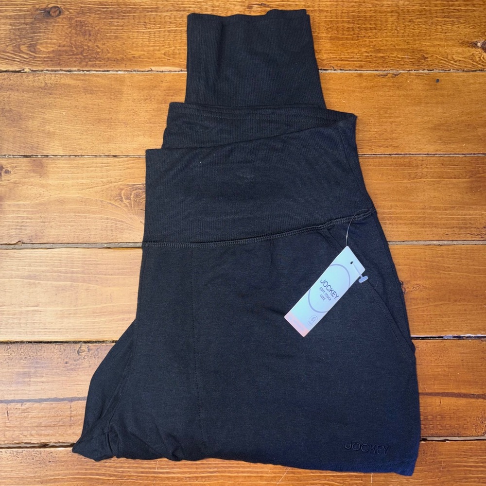 Jockey Joggers Womens Medium Black Cotton Modal Soft Touch Luxe Lounge Pants NEW